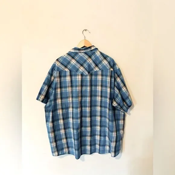 Wrangler | vintage men’s short sleeve western cowboy shirt w pearl snap buttons - Picture 4 of 5